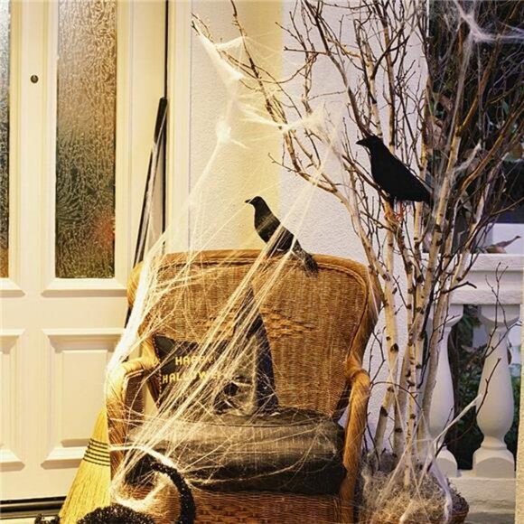 Halloween Black Feathered Crows, Lifelik Halloween Decoration Birds - Picture 2 of 7
